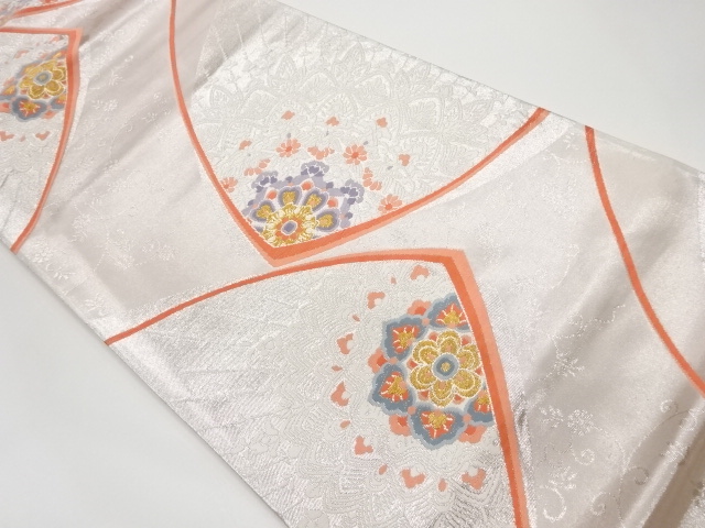 JAPANESE KIMONO / VINTAGE FUKURO OBI / WOVEN FLOWER CREST